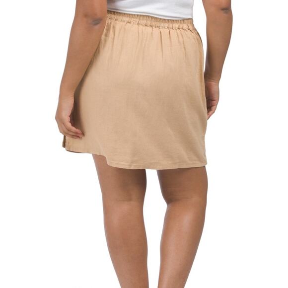 Rachel Rachel Roy Linen Blend Faux Wrap Skirt Size XL Cargo Pocket Tan Beach - Picture 2 of 10